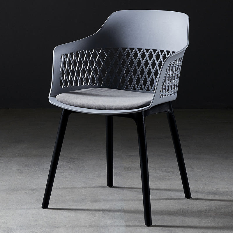 Contemporary Metal Indoor-Outdoor Room Armchair Open Back Chair Gray-Blue 1 Piece Clearhalo ' kitchen&dining_furn' 'Dining Chairs' 'Dining Tables & Seating' 'dining_chair' 'furn' 'furn_dining_chair' 'Furniture' 'furniture_dining_chair' 'Kitchen & Dining Furniture' 'kitchen' 4286810