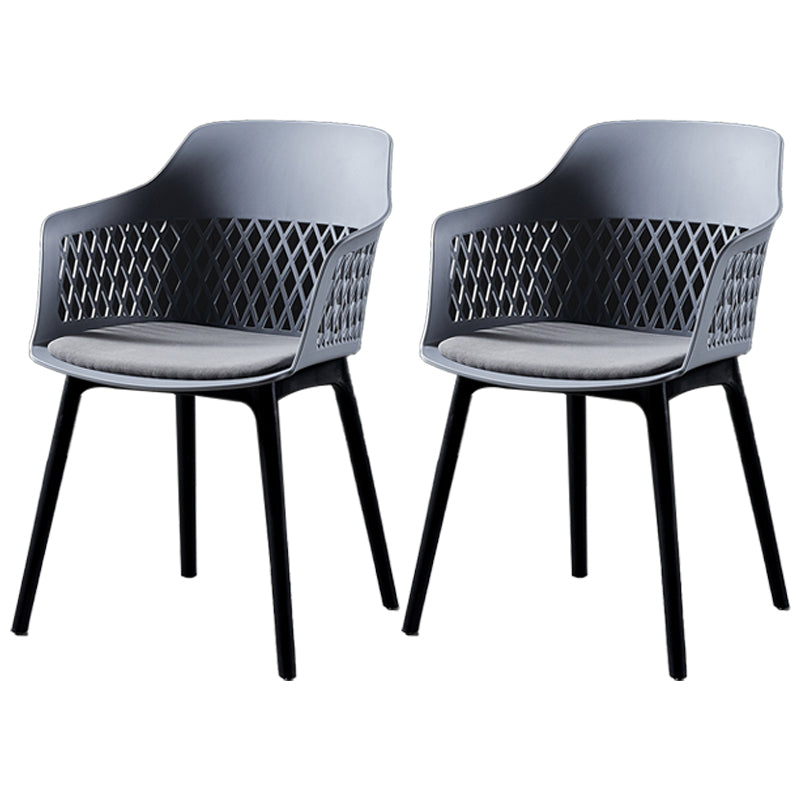 Contemporary Metal Indoor-Outdoor Room Armchair Open Back Chair Gray-Blue 2 Piece Set Clearhalo ' kitchen&dining_furn' 'Dining Chairs' 'Dining Tables & Seating' 'dining_chair' 'furn' 'furn_dining_chair' 'Furniture' 'furniture_dining_chair' 'Kitchen & Dining Furniture' 'kitchen' 4286813