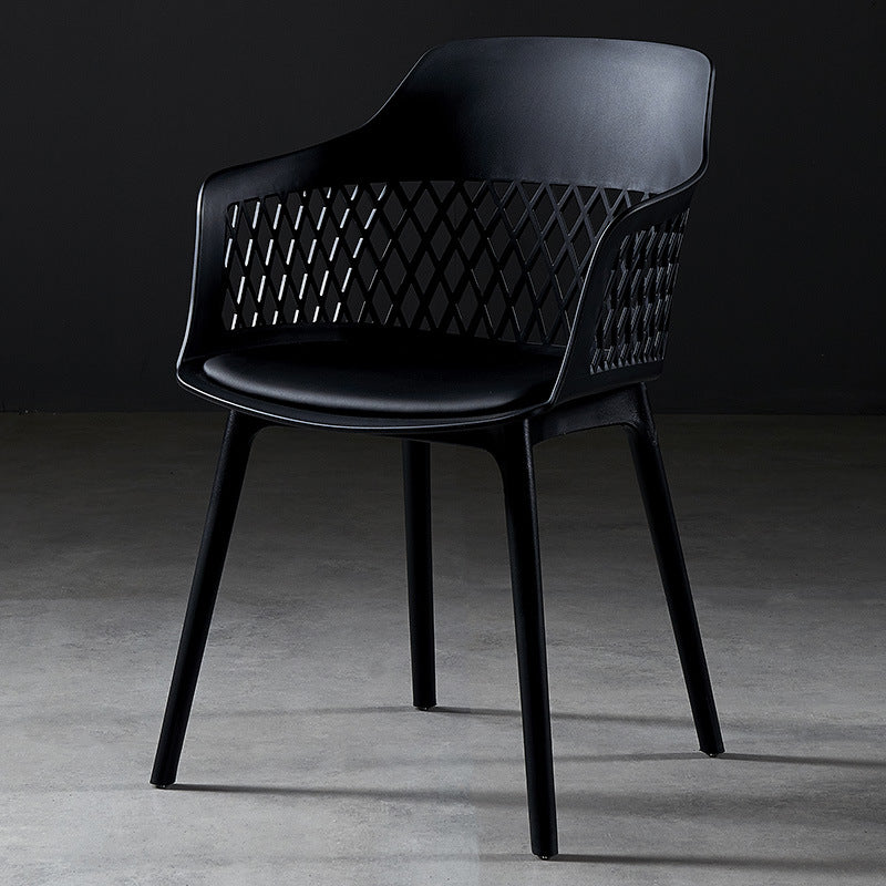 Contemporary Metal Indoor-Outdoor Room Armchair Open Back Chair Black 1 Piece Clearhalo ' kitchen&dining_furn' 'Dining Chairs' 'Dining Tables & Seating' 'dining_chair' 'furn' 'furn_dining_chair' 'Furniture' 'furniture_dining_chair' 'Kitchen & Dining Furniture' 'kitchen' 4286816