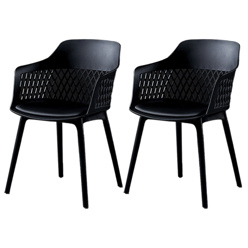 Contemporary Metal Indoor-Outdoor Room Armchair Open Back Chair Black 2 Piece Set Clearhalo ' kitchen&dining_furn' 'Dining Chairs' 'Dining Tables & Seating' 'dining_chair' 'furn' 'furn_dining_chair' 'Furniture' 'furniture_dining_chair' 'Kitchen & Dining Furniture' 'kitchen' 4286818