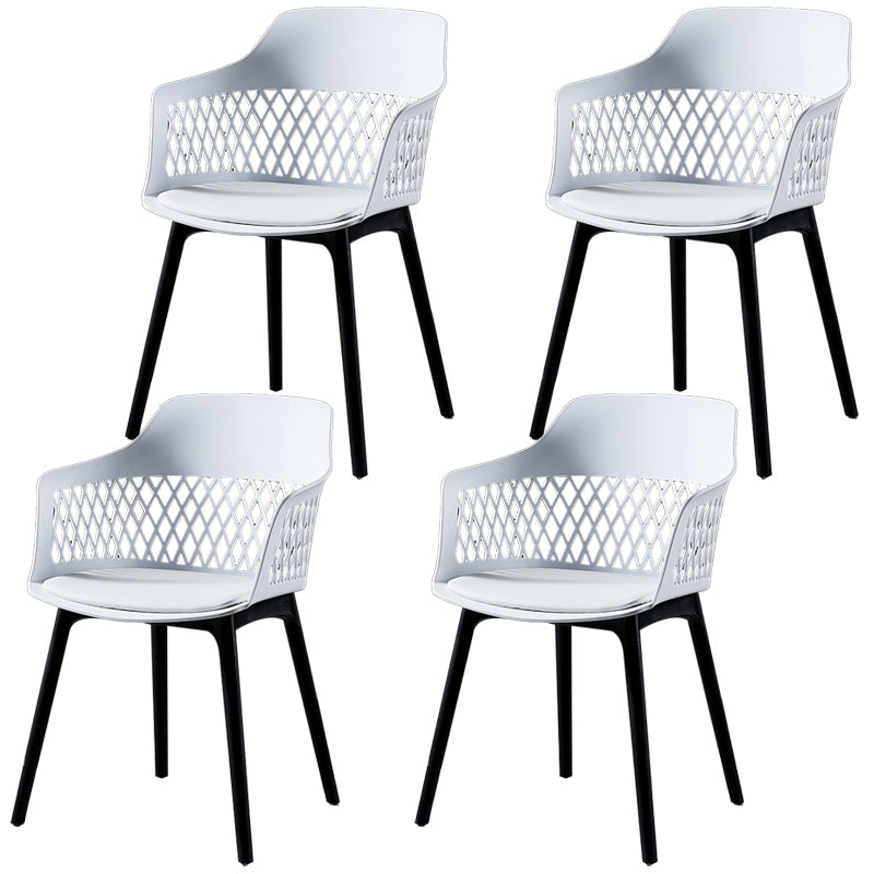 Contemporary Metal Indoor-Outdoor Room Armchair Open Back Chair White 4 Piece Set Clearhalo ' kitchen&dining_furn' 'Dining Chairs' 'Dining Tables & Seating' 'dining_chair' 'furn' 'furn_dining_chair' 'Furniture' 'furniture_dining_chair' 'Kitchen & Dining Furniture' 'kitchen' 4286820