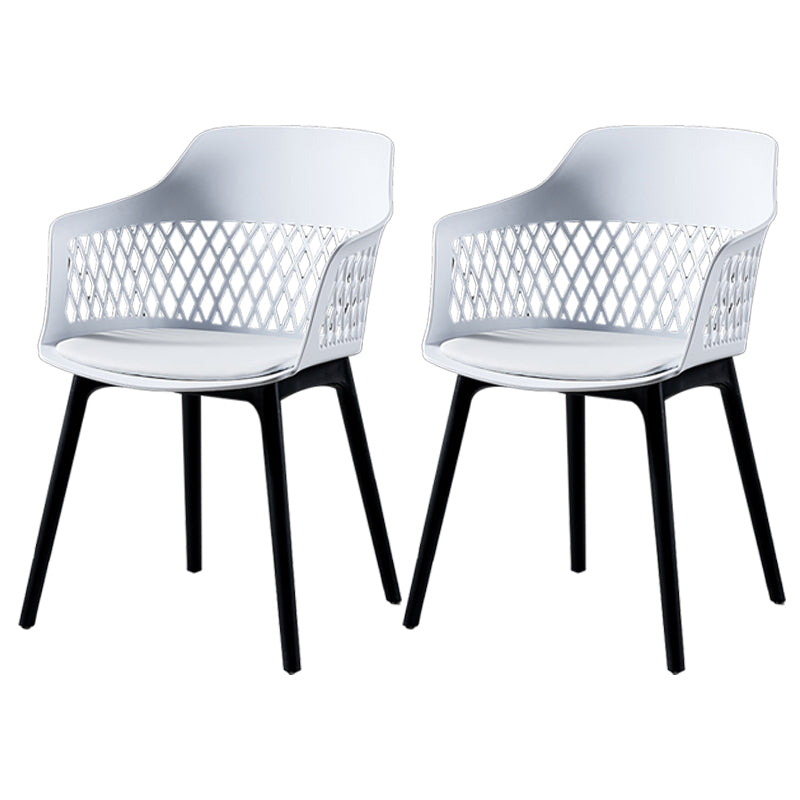 Contemporary Metal Indoor-Outdoor Room Armchair Open Back Chair White 2 Piece Set Clearhalo ' kitchen&dining_furn' 'Dining Chairs' 'Dining Tables & Seating' 'dining_chair' 'furn' 'furn_dining_chair' 'Furniture' 'furniture_dining_chair' 'Kitchen & Dining Furniture' 'kitchen' 4286824