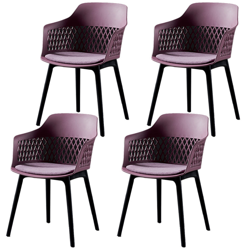 Contemporary Metal Indoor-Outdoor Room Armchair Open Back Chair Purple 4 Piece Set Clearhalo ' kitchen&dining_furn' 'Dining Chairs' 'Dining Tables & Seating' 'dining_chair' 'furn' 'furn_dining_chair' 'Furniture' 'furniture_dining_chair' 'Kitchen & Dining Furniture' 'kitchen' 4286825