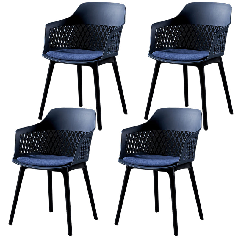 Contemporary Metal Indoor-Outdoor Room Armchair Open Back Chair Blue 4 Piece Set Clearhalo ' kitchen&dining_furn' 'Dining Chairs' 'Dining Tables & Seating' 'dining_chair' 'furn' 'furn_dining_chair' 'Furniture' 'furniture_dining_chair' 'Kitchen & Dining Furniture' 'kitchen' 4286828