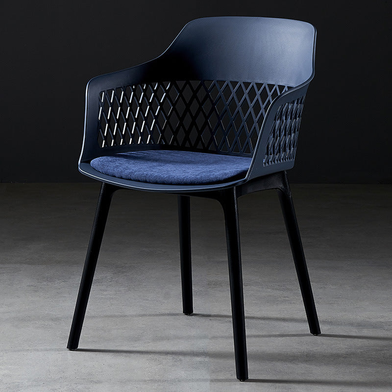 Contemporary Metal Indoor-Outdoor Room Armchair Open Back Chair Blue 1 Piece Clearhalo ' kitchen&dining_furn' 'Dining Chairs' 'Dining Tables & Seating' 'dining_chair' 'furn' 'furn_dining_chair' 'Furniture' 'furniture_dining_chair' 'Kitchen & Dining Furniture' 'kitchen' 4286829