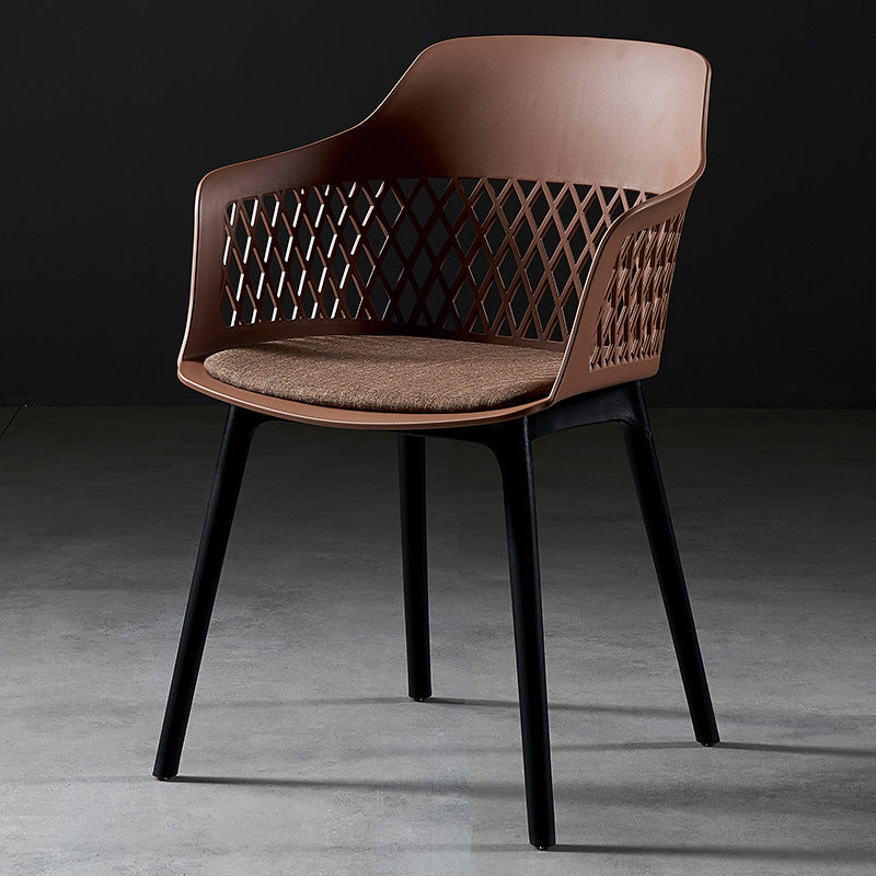 Contemporary Metal Indoor-Outdoor Room Armchair Open Back Chair Brown 1 Piece Clearhalo ' kitchen&dining_furn' 'Dining Chairs' 'Dining Tables & Seating' 'dining_chair' 'furn' 'furn_dining_chair' 'Furniture' 'furniture_dining_chair' 'Kitchen & Dining Furniture' 'kitchen' 4286832