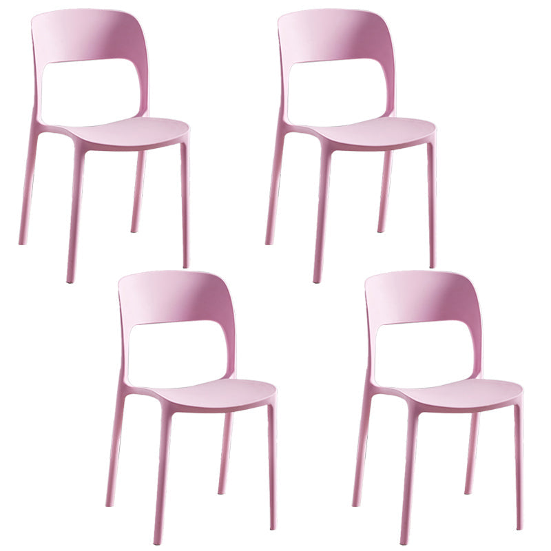 Plastic Contemporary Modern Dining Side Chair Open Back Chair Pink 4 Piece Set Clearhalo ' kitchen&dining_furn' 'Dining Chairs' 'Dining Tables & Seating' 'dining_chair' 'furn' 'furn_dining_chair' 'Furniture' 'furniture_dining_chair' 'Kitchen & Dining Furniture' 'kitchen' 4286895