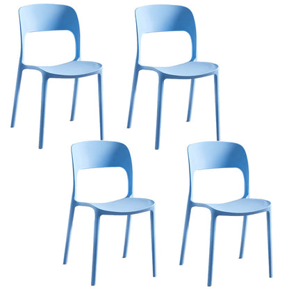 Plastic Contemporary Modern Dining Side Chair Open Back Chair Sky Blue 4 Piece Set Clearhalo ' kitchen&dining_furn' 'Dining Chairs' 'Dining Tables & Seating' 'dining_chair' 'furn' 'furn_dining_chair' 'Furniture' 'furniture_dining_chair' 'Kitchen & Dining Furniture' 'kitchen' 4286896