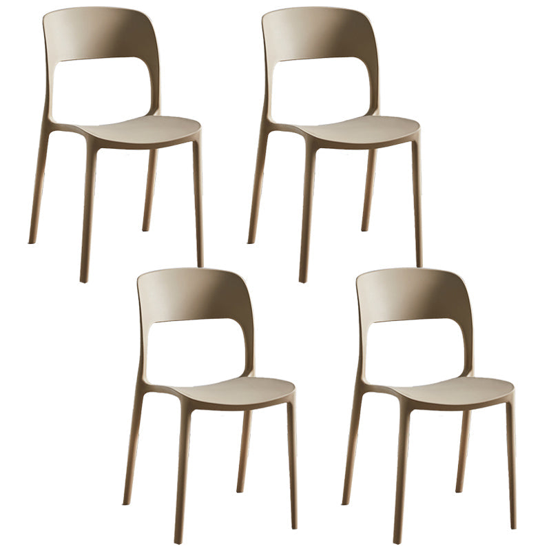 Plastic Contemporary Modern Dining Side Chair Open Back Chair Camel 4 Piece Set Clearhalo ' kitchen&dining_furn' 'Dining Chairs' 'Dining Tables & Seating' 'dining_chair' 'furn' 'furn_dining_chair' 'Furniture' 'furniture_dining_chair' 'Kitchen & Dining Furniture' 'kitchen' 4286898