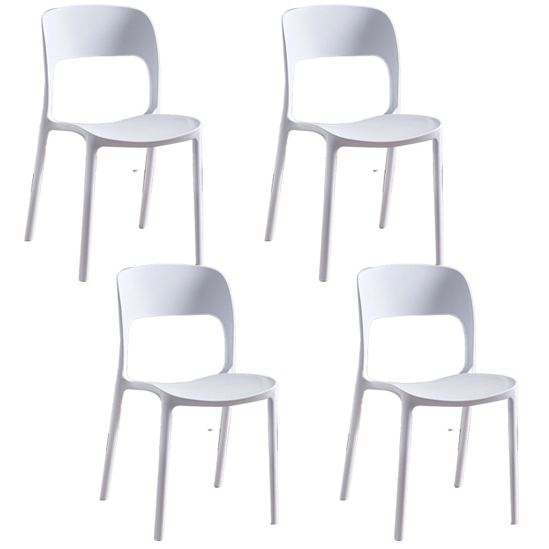 Plastic Contemporary Modern Dining Side Chair Open Back Chair White 4 Piece Set Clearhalo ' kitchen&dining_furn' 'Dining Chairs' 'Dining Tables & Seating' 'dining_chair' 'furn' 'furn_dining_chair' 'Furniture' 'furniture_dining_chair' 'Kitchen & Dining Furniture' 'kitchen' 4286901