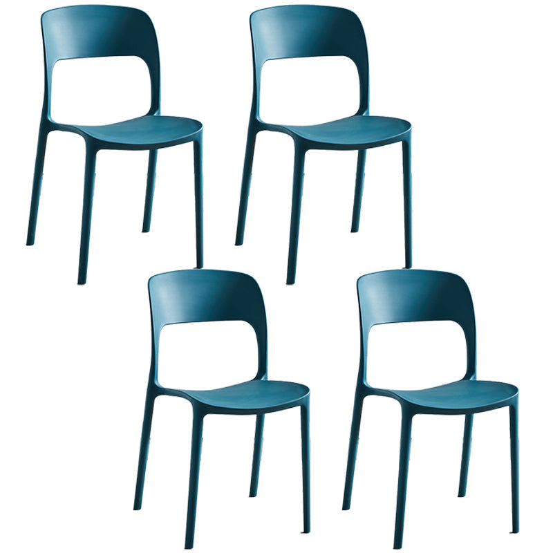 Plastic Contemporary Modern Dining Side Chair Open Back Chair Peacock Blue 4 Piece Set Clearhalo ' kitchen&dining_furn' 'Dining Chairs' 'Dining Tables & Seating' 'dining_chair' 'furn' 'furn_dining_chair' 'Furniture' 'furniture_dining_chair' 'Kitchen & Dining Furniture' 'kitchen' 4286903
