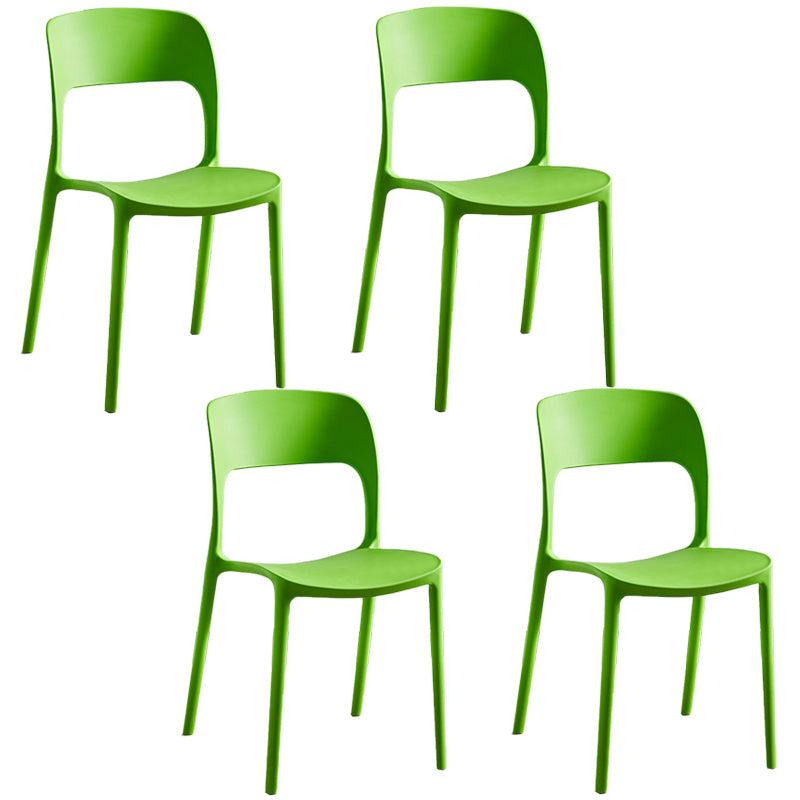 Plastic Contemporary Modern Dining Side Chair Open Back Chair Green 4 Piece Set Clearhalo ' kitchen&dining_furn' 'Dining Chairs' 'Dining Tables & Seating' 'dining_chair' 'furn' 'furn_dining_chair' 'Furniture' 'furniture_dining_chair' 'Kitchen & Dining Furniture' 'kitchen' 4286905
