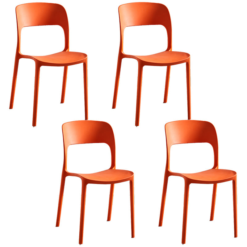 Plastic Contemporary Modern Dining Side Chair Open Back Chair Orange-Red 4 Piece Set Clearhalo ' kitchen&dining_furn' 'Dining Chairs' 'Dining Tables & Seating' 'dining_chair' 'furn' 'furn_dining_chair' 'Furniture' 'furniture_dining_chair' 'Kitchen & Dining Furniture' 'kitchen' 4286908