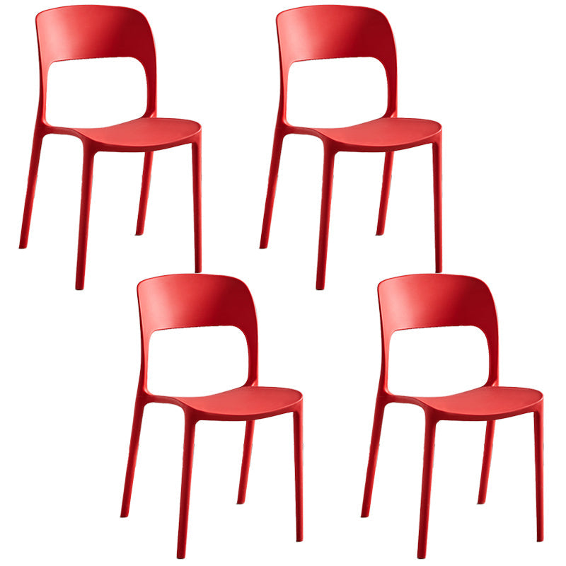 Plastic Contemporary Modern Dining Side Chair Open Back Chair Red 4 Piece Set Clearhalo ' kitchen&dining_furn' 'Dining Chairs' 'Dining Tables & Seating' 'dining_chair' 'furn' 'furn_dining_chair' 'Furniture' 'furniture_dining_chair' 'Kitchen & Dining Furniture' 'kitchen' 4286910
