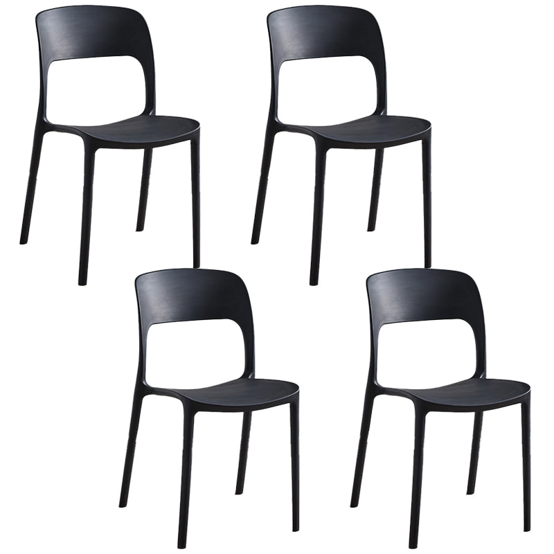Plastic Contemporary Modern Dining Side Chair Open Back Chair Black 4 Piece Set Clearhalo ' kitchen&dining_furn' 'Dining Chairs' 'Dining Tables & Seating' 'dining_chair' 'furn' 'furn_dining_chair' 'Furniture' 'furniture_dining_chair' 'Kitchen & Dining Furniture' 'kitchen' 4286912