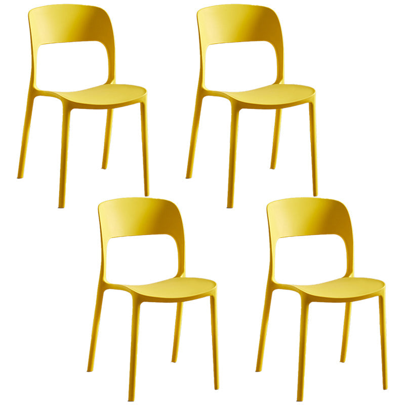 Plastic Contemporary Modern Dining Side Chair Open Back Chair Yellow 4 Piece Set Clearhalo ' kitchen&dining_furn' 'Dining Chairs' 'Dining Tables & Seating' 'dining_chair' 'furn' 'furn_dining_chair' 'Furniture' 'furniture_dining_chair' 'Kitchen & Dining Furniture' 'kitchen' 4286914