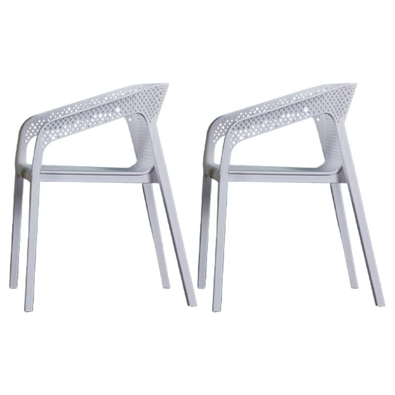 Modern Plastic Indoor-Outdoor Dining Chairs Solid Back Arm Chair White Set of 2 Clearhalo ' kitchen&dining_furn' 'Dining Chairs' 'Dining Tables & Seating' 'dining_chair' 'Furniture' 'furniture_dining_chair' 'Kitchen & Dining Furniture' 'kitchen' 4286920
