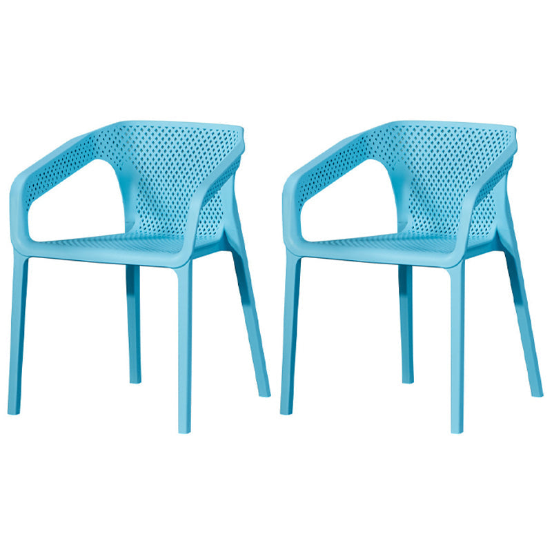 Modern Plastic Indoor-Outdoor Dining Chairs Solid Back Arm Chair Light Blue Set of 2 Clearhalo ' kitchen&dining_furn' 'Dining Chairs' 'Dining Tables & Seating' 'dining_chair' 'Furniture' 'furniture_dining_chair' 'Kitchen & Dining Furniture' 'kitchen' 4286921