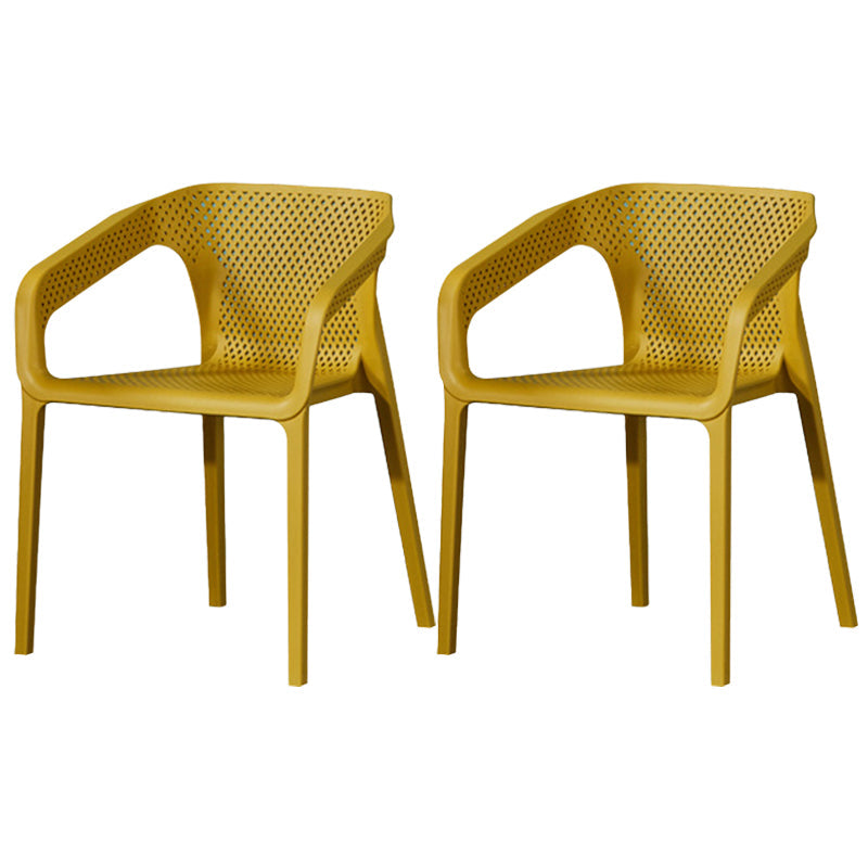 Modern Plastic Indoor-Outdoor Dining Chairs Solid Back Arm Chair Ginger Set of 2 Clearhalo ' kitchen&dining_furn' 'Dining Chairs' 'Dining Tables & Seating' 'dining_chair' 'Furniture' 'furniture_dining_chair' 'Kitchen & Dining Furniture' 'kitchen' 4286925