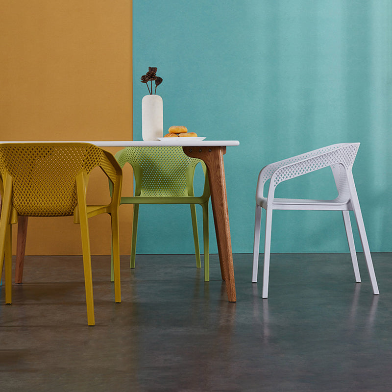 Modern Plastic Indoor-Outdoor Dining Chairs Solid Back Arm Chair Clearhalo ' kitchen&dining_furn' 'Dining Chairs' 'Dining Tables & Seating' 'dining_chair' 'Furniture' 'furniture_dining_chair' 'Kitchen & Dining Furniture' 'kitchen' 4286931