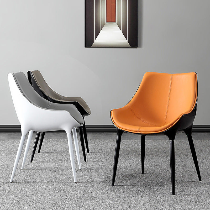 Contemporary Sloped Arm Chair Leather Curved Parsons Arm Chair for Brasserie Clearhalo ' kitchen&dining_furn' 'Dining Chairs' 'Dining Tables & Seating' 'dining_chair' 'furn' 'furn_dining_chair' 'Furniture' 'furniture_dining_chair' 'Kitchen & Dining Furniture' 'kitchen' 4286935