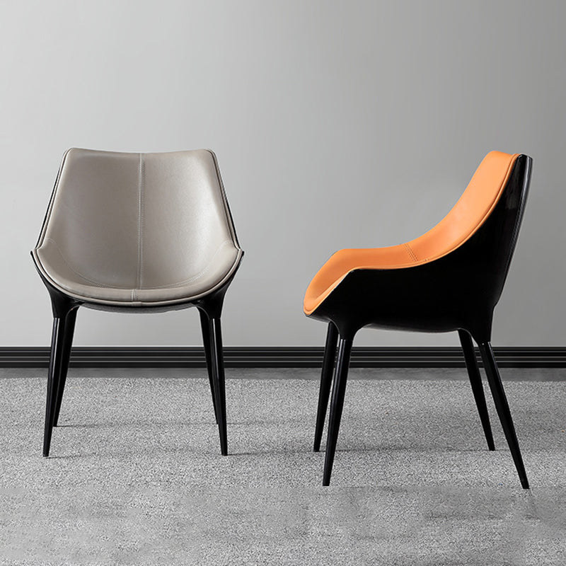 Contemporary Sloped Arm Chair Leather Curved Parsons Arm Chair for Brasserie Clearhalo ' kitchen&dining_furn' 'Dining Chairs' 'Dining Tables & Seating' 'dining_chair' 'furn' 'furn_dining_chair' 'Furniture' 'furniture_dining_chair' 'Kitchen & Dining Furniture' 'kitchen' 4286938