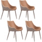 Contemporary Sloped Arm Chair Leather Curved Parsons Arm Chair for Brasserie Brown-Khaki 4 Piece Set Clearhalo ' kitchen&dining_furn' 'Dining Chairs' 'Dining Tables & Seating' 'dining_chair' 'furn' 'furn_dining_chair' 'Furniture' 'furniture_dining_chair' 'Kitchen & Dining Furniture' 'kitchen' 4286946