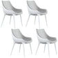 Contemporary Sloped Arm Chair Leather Curved Parsons Arm Chair for Brasserie White-Gray 4 Piece Set Clearhalo ' kitchen&dining_furn' 'Dining Chairs' 'Dining Tables & Seating' 'dining_chair' 'furn' 'furn_dining_chair' 'Furniture' 'furniture_dining_chair' 'Kitchen & Dining Furniture' 'kitchen' 4286951