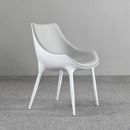 Contemporary Sloped Arm Chair Leather Curved Parsons Arm Chair for Brasserie White-Gray 1 Piece Clearhalo ' kitchen&dining_furn' 'Dining Chairs' 'Dining Tables & Seating' 'dining_chair' 'furn' 'furn_dining_chair' 'Furniture' 'furniture_dining_chair' 'Kitchen & Dining Furniture' 'kitchen' 4286953