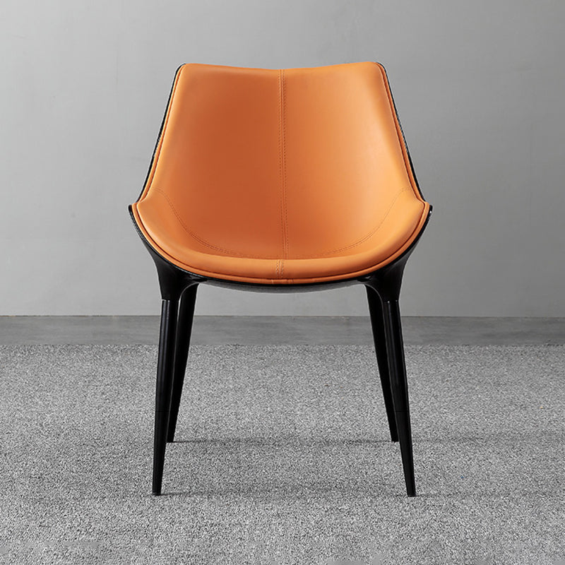 Contemporary Sloped Arm Chair Leather Curved Parsons Arm Chair for Brasserie Clearhalo ' kitchen&dining_furn' 'Dining Chairs' 'Dining Tables & Seating' 'dining_chair' 'furn' 'furn_dining_chair' 'Furniture' 'furniture_dining_chair' 'Kitchen & Dining Furniture' 'kitchen' 4286954