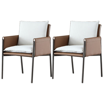 Contemporary Leather Curved and Fabric Chair Parsons Arm Chair for Home Orange 2 Piece Set Clearhalo ' kitchen&dining_furn' 'Dining Chairs' 'Dining Tables & Seating' 'dining_chair' 'furn' 'furn_dining_chair' 'Furniture' 'furniture_dining_chair' 'Kitchen & Dining Furniture' 'kitchen' 4286959