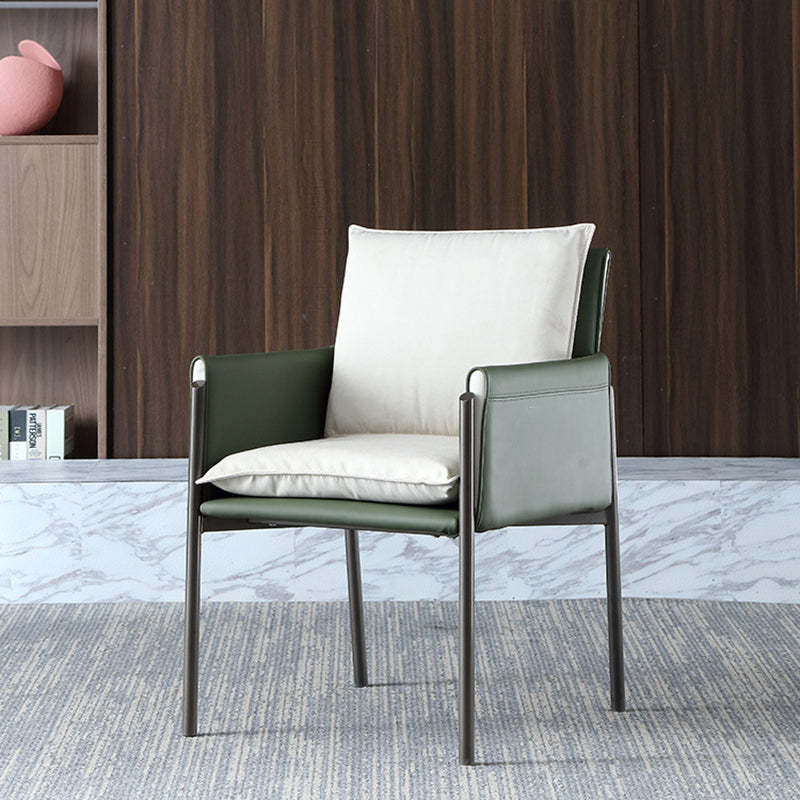 Contemporary Leather Curved and Fabric Chair Parsons Arm Chair for Home Clearhalo ' kitchen&dining_furn' 'Dining Chairs' 'Dining Tables & Seating' 'dining_chair' 'furn' 'furn_dining_chair' 'Furniture' 'furniture_dining_chair' 'Kitchen & Dining Furniture' 'kitchen' 4286960