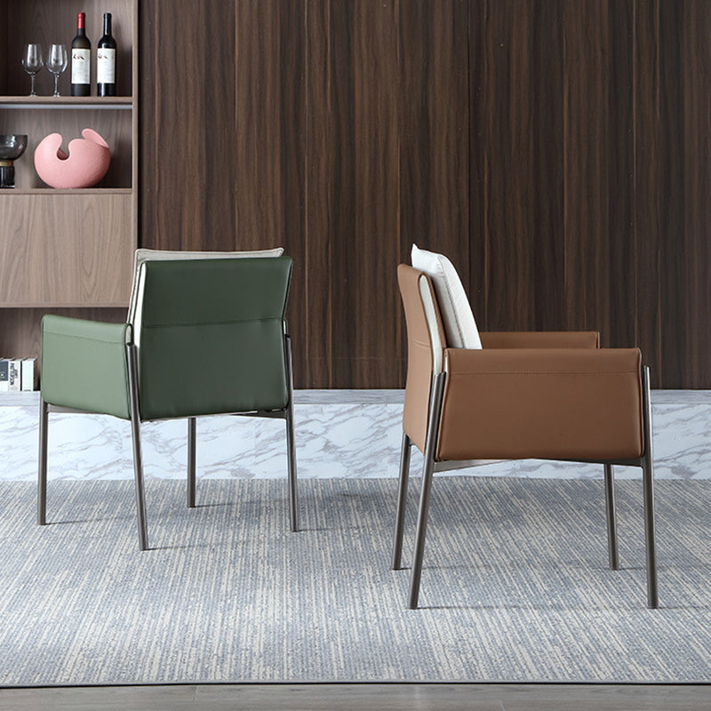 Contemporary Leather Curved and Fabric Chair Parsons Arm Chair for Home Clearhalo ' kitchen&dining_furn' 'Dining Chairs' 'Dining Tables & Seating' 'dining_chair' 'furn' 'furn_dining_chair' 'Furniture' 'furniture_dining_chair' 'Kitchen & Dining Furniture' 'kitchen' 4286962