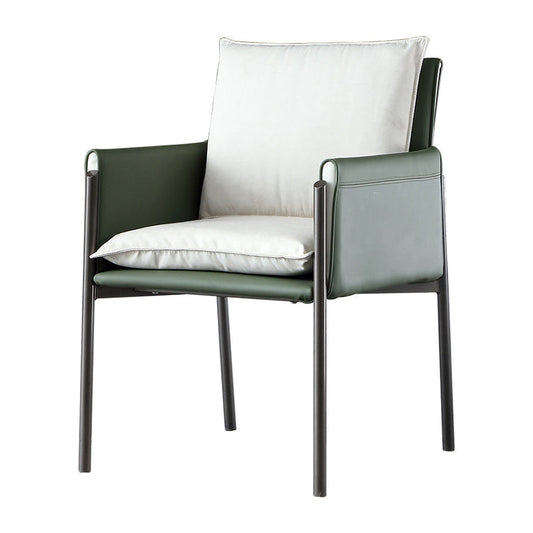 Contemporary Leather Curved and Fabric Chair Parsons Arm Chair for Home Clearhalo ' kitchen&dining_furn' 'Dining Chairs' 'Dining Tables & Seating' 'dining_chair' 'furn' 'furn_dining_chair' 'Furniture' 'furniture_dining_chair' 'Kitchen & Dining Furniture' 'kitchen' 4286963