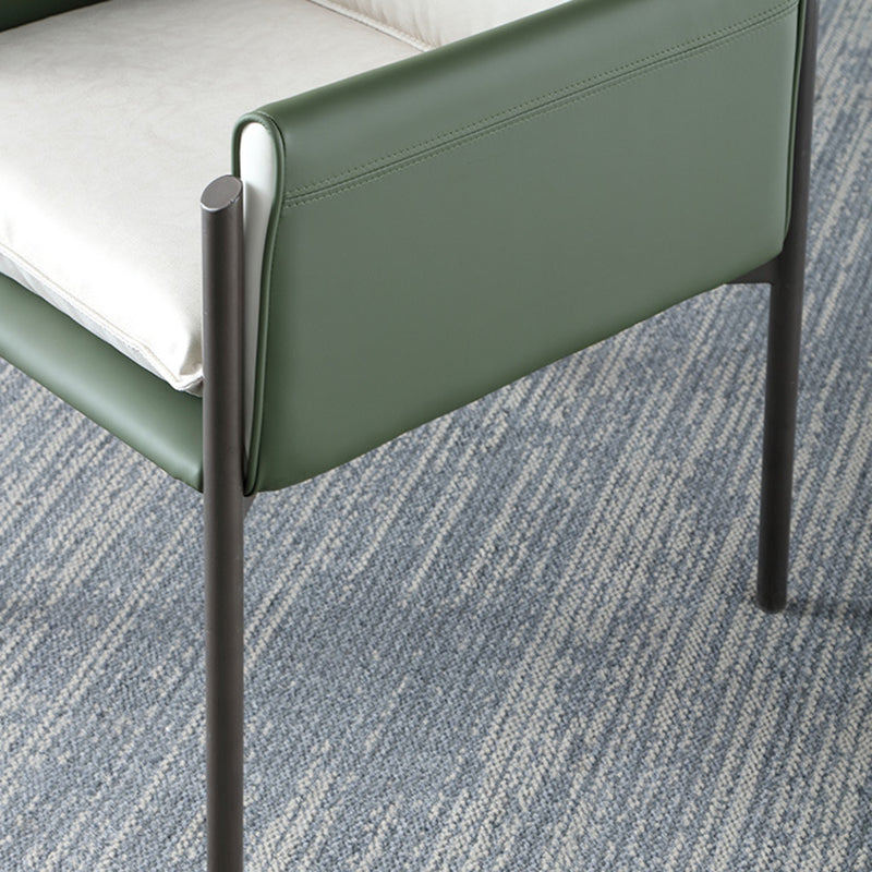 Contemporary Leather Curved and Fabric Chair Parsons Arm Chair for Home Clearhalo ' kitchen&dining_furn' 'Dining Chairs' 'Dining Tables & Seating' 'dining_chair' 'furn' 'furn_dining_chair' 'Furniture' 'furniture_dining_chair' 'Kitchen & Dining Furniture' 'kitchen' 4286967