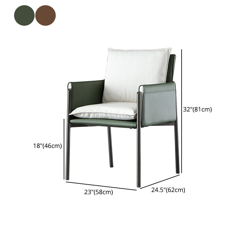 Contemporary Leather Curved and Fabric Chair Parsons Arm Chair for Home Clearhalo ' kitchen&dining_furn' 'Dining Chairs' 'Dining Tables & Seating' 'dining_chair' 'furn' 'furn_dining_chair' 'Furniture' 'furniture_dining_chair' 'Kitchen & Dining Furniture' 'kitchen' 4286968