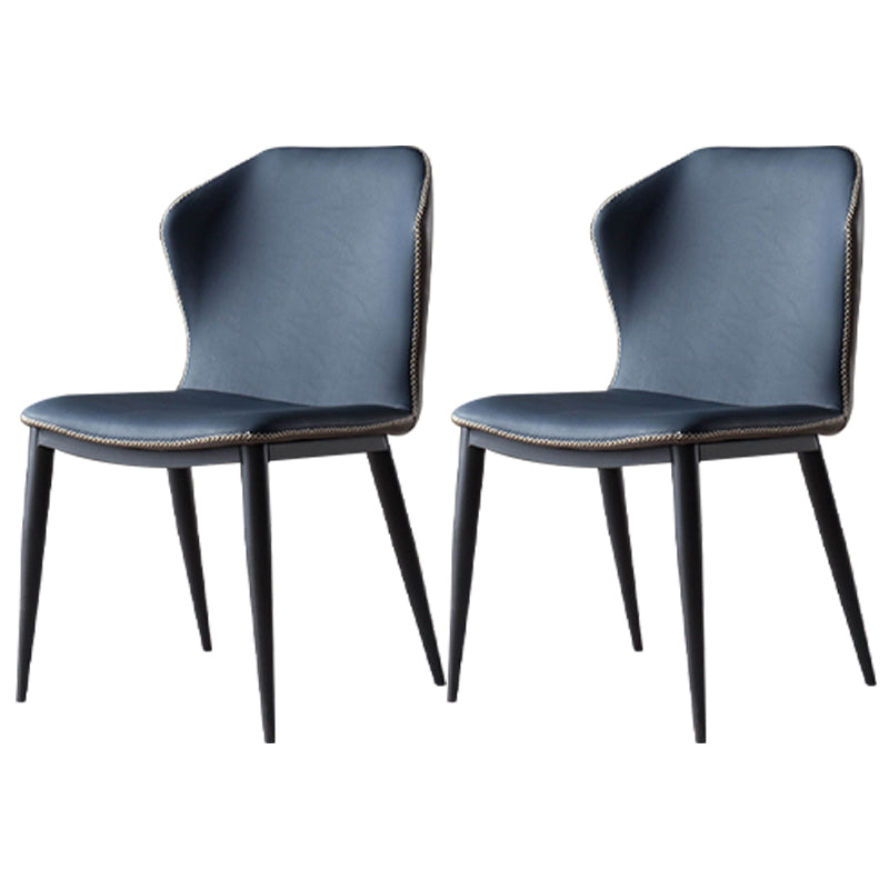Contemporary Leather Dining Side Chair Wingback Side Chair for Brasserie Blue 2 Piece Set Clearhalo ' kitchen&dining_furn' 'Dining Chairs' 'Dining Tables & Seating' 'dining_chair' 'furn' 'furn_dining_chair' 'Furniture' 'furniture_dining_chair' 'Kitchen & Dining Furniture' 'kitchen' 4286970