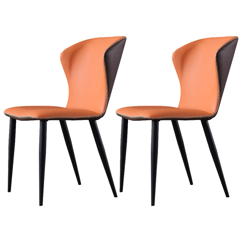 Contemporary Leather Dining Side Chair Wingback Side Chair for Brasserie Orange 2 Piece Set Clearhalo ' kitchen&dining_furn' 'Dining Chairs' 'Dining Tables & Seating' 'dining_chair' 'furn' 'furn_dining_chair' 'Furniture' 'furniture_dining_chair' 'Kitchen & Dining Furniture' 'kitchen' 4286971