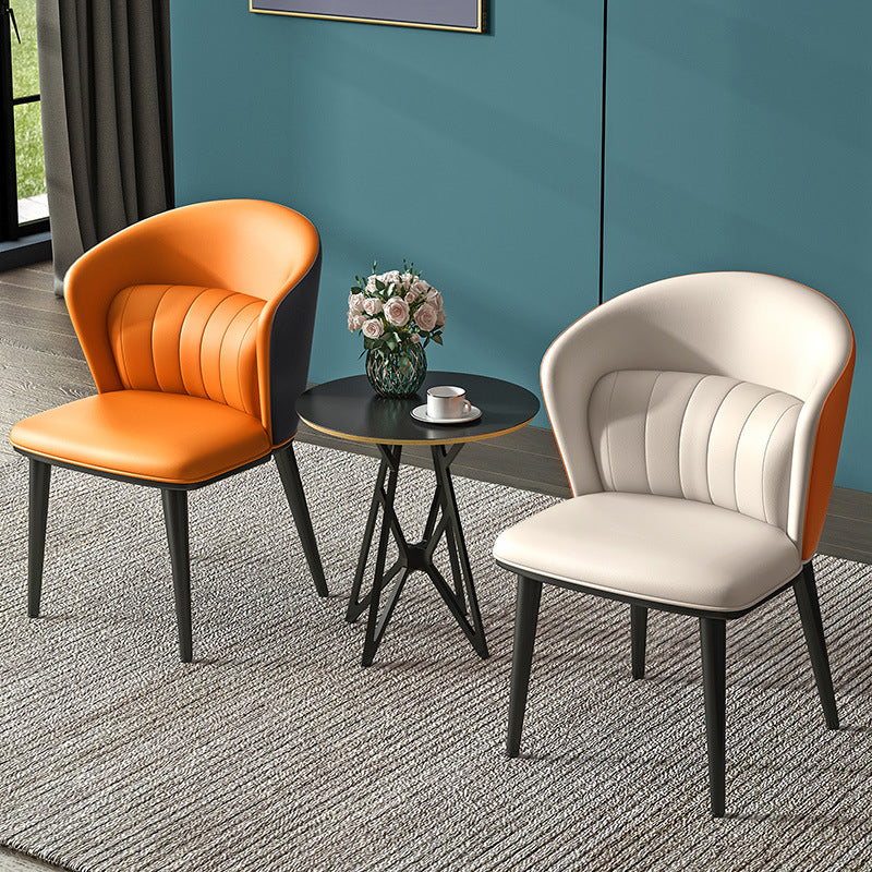 Modern Indoor Leather Curved Dining Side Chair Parsons Armless Chair Clearhalo ' kitchen&dining_furn' 'Dining Chairs' 'Dining Tables & Seating' 'dining_chair' 'furn' 'furn_dining_chair' 'Furniture' 'furniture_dining_chair' 'Kitchen & Dining Furniture' 'kitchen' 4286999