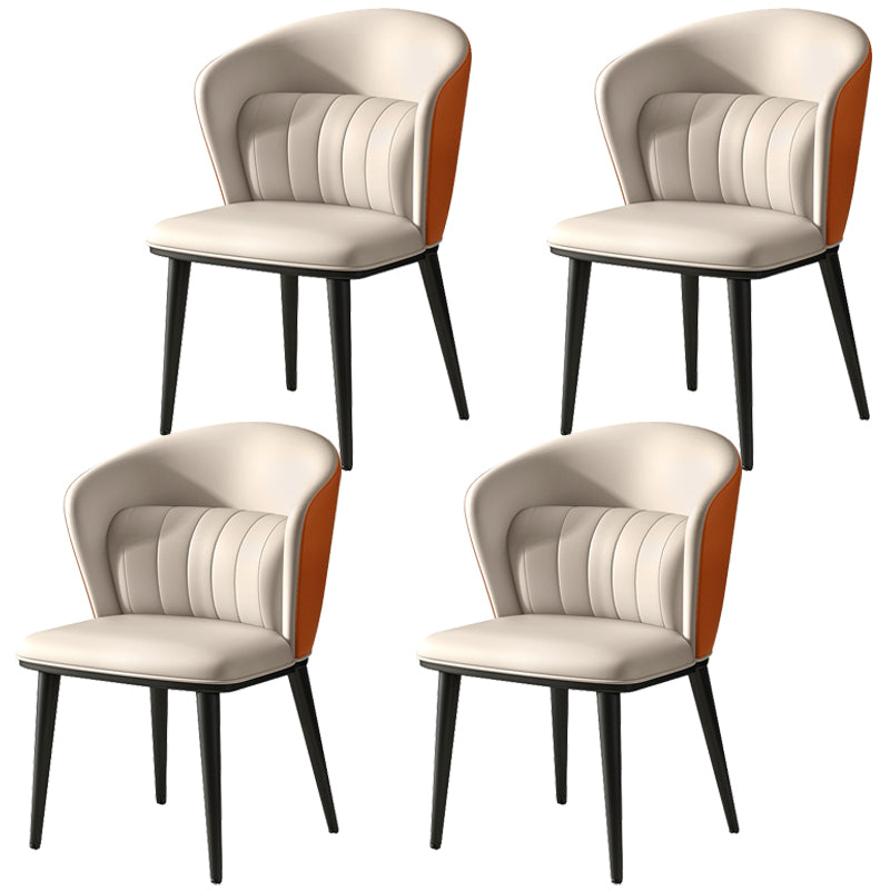 Modern Indoor Leather Curved Dining Side Chair Parsons Armless Chair Orange White 4 Piece Set Clearhalo ' kitchen&dining_furn' 'Dining Chairs' 'Dining Tables & Seating' 'dining_chair' 'furn' 'furn_dining_chair' 'Furniture' 'furniture_dining_chair' 'Kitchen & Dining Furniture' 'kitchen' 4287000