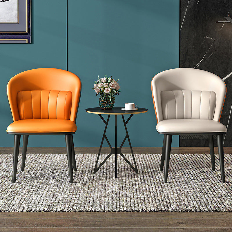 Modern Indoor Leather Curved Dining Side Chair Parsons Armless Chair Clearhalo ' kitchen&dining_furn' 'Dining Chairs' 'Dining Tables & Seating' 'dining_chair' 'furn' 'furn_dining_chair' 'Furniture' 'furniture_dining_chair' 'Kitchen & Dining Furniture' 'kitchen' 4287002