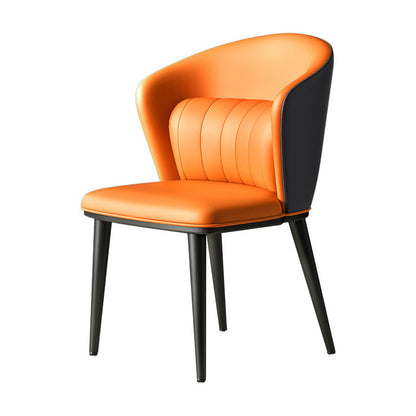 Modern Indoor Leather Curved Dining Side Chair Parsons Armless Chair Orange Black 1 Piece Clearhalo ' kitchen&dining_furn' 'Dining Chairs' 'Dining Tables & Seating' 'dining_chair' 'furn' 'furn_dining_chair' 'Furniture' 'furniture_dining_chair' 'Kitchen & Dining Furniture' 'kitchen' 4287007