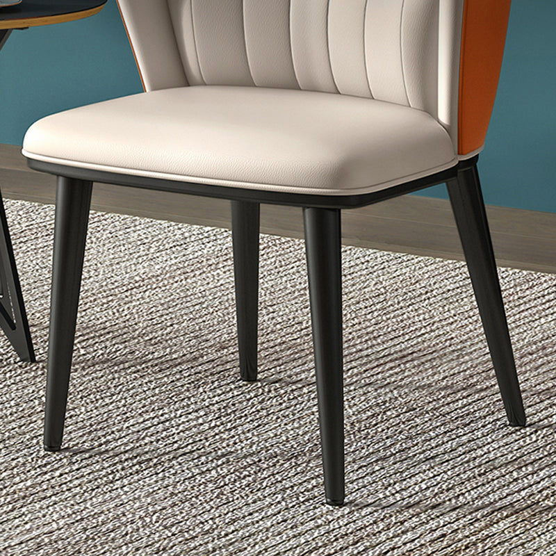 Modern Indoor Leather Curved Dining Side Chair Parsons Armless Chair Clearhalo ' kitchen&dining_furn' 'Dining Chairs' 'Dining Tables & Seating' 'dining_chair' 'furn' 'furn_dining_chair' 'Furniture' 'furniture_dining_chair' 'Kitchen & Dining Furniture' 'kitchen' 4287012