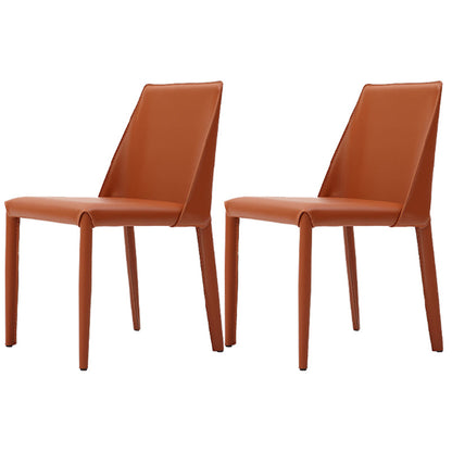 Contemporary Dining Armless Chair Leather Curved Parsons Side Chair Orange 2 Piece Set Clearhalo ' kitchen&dining_furn' 'Dining Chairs' 'Dining Tables & Seating' 'dining_chair' 'furn' 'furn_dining_chair' 'Furniture' 'furniture_dining_chair' 'Kitchen & Dining Furniture' 'kitchen' 4287016