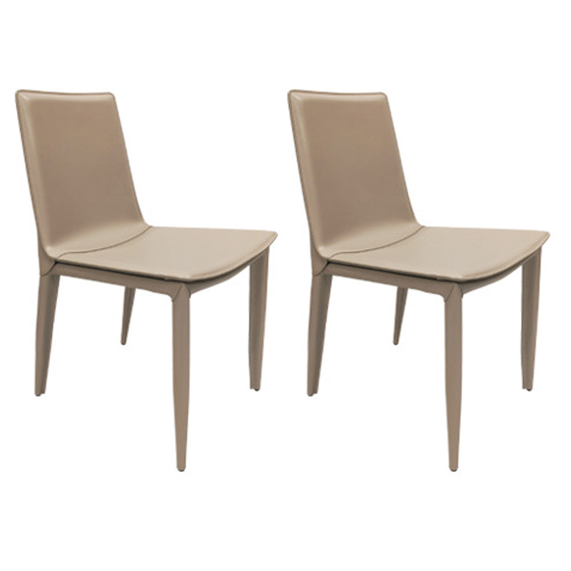 Leather Contemporary Dining Side Chair Kitchen Parsons Dining Chair Cream Gray 2 Piece Set Clearhalo ' kitchen&dining_furn' 'Dining Chairs' 'Dining Tables & Seating' 'dining_chair' 'furn' 'furn_dining_chair' 'Furniture' 'furniture_dining_chair' 'Kitchen & Dining Furniture' 'kitchen' 4287032