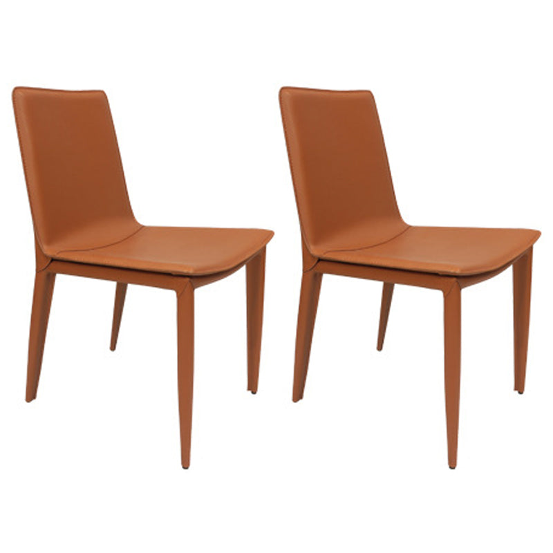 Leather Contemporary Dining Side Chair Kitchen Parsons Dining Chair Orange 2 Piece Set Clearhalo ' kitchen&dining_furn' 'Dining Chairs' 'Dining Tables & Seating' 'dining_chair' 'furn' 'furn_dining_chair' 'Furniture' 'furniture_dining_chair' 'Kitchen & Dining Furniture' 'kitchen' 4287038