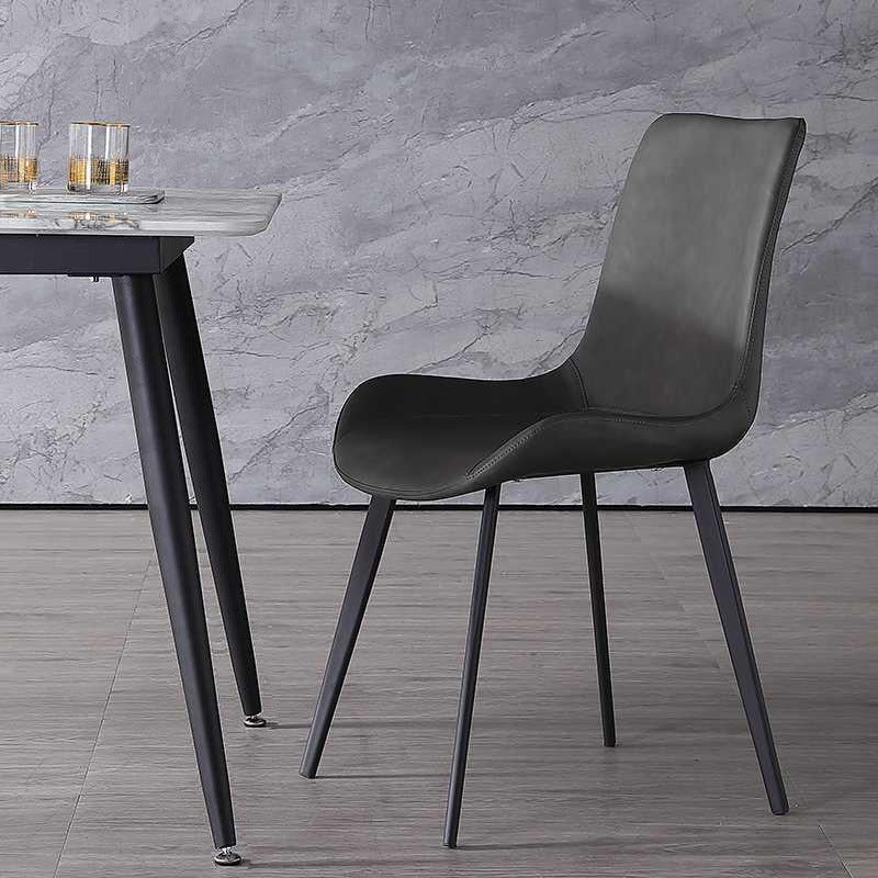 Modern Leather Curved Dining Chair Matte Finish Parsons Chair for Brasserie Clearhalo ' kitchen&dining_furn' 'Dining Chairs' 'Dining Tables & Seating' 'dining_chair' 'furn' 'furn_dining_chair' 'Furniture' 'furniture_dining_chair' 'Kitchen & Dining Furniture' 'kitchen' 4287044