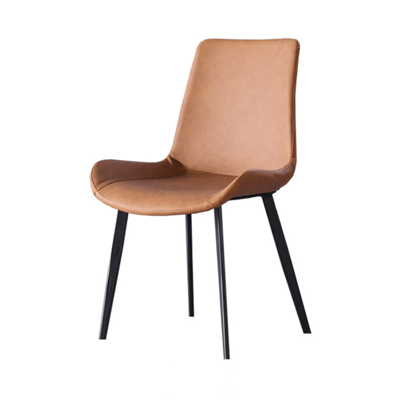 Modern Leather Curved Dining Chair Matte Finish Parsons Chair for Brasserie Brown 1 Piece Clearhalo ' kitchen&dining_furn' 'Dining Chairs' 'Dining Tables & Seating' 'dining_chair' 'furn' 'furn_dining_chair' 'Furniture' 'furniture_dining_chair' 'Kitchen & Dining Furniture' 'kitchen' 4287046