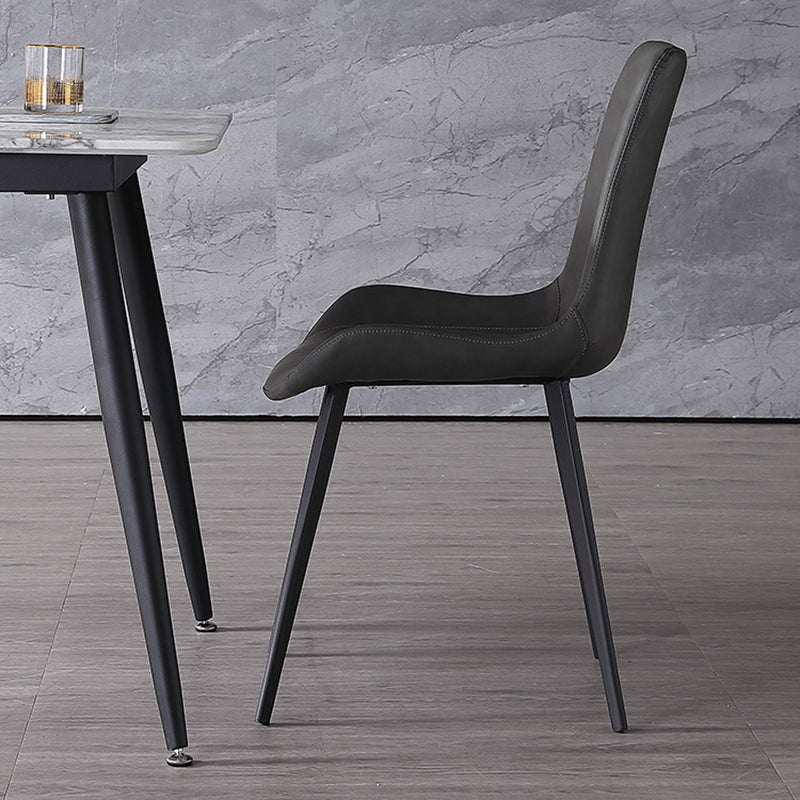 Modern Leather Curved Dining Chair Matte Finish Parsons Chair for Brasserie Clearhalo ' kitchen&dining_furn' 'Dining Chairs' 'Dining Tables & Seating' 'dining_chair' 'furn' 'furn_dining_chair' 'Furniture' 'furniture_dining_chair' 'Kitchen & Dining Furniture' 'kitchen' 4287047