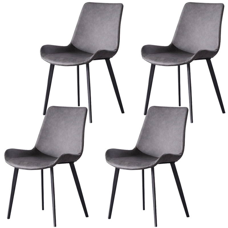 Modern Leather Curved Dining Chair Matte Finish Parsons Chair for Brasserie Grey 4 Piece Set Clearhalo ' kitchen&dining_furn' 'Dining Chairs' 'Dining Tables & Seating' 'dining_chair' 'furn' 'furn_dining_chair' 'Furniture' 'furniture_dining_chair' 'Kitchen & Dining Furniture' 'kitchen' 4287050